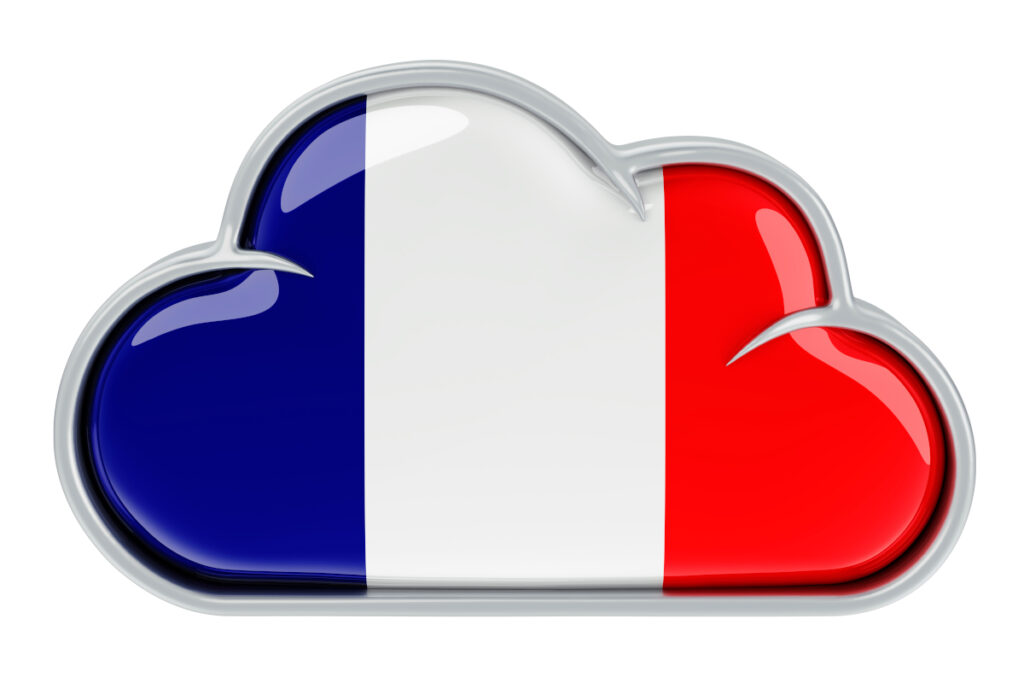 un drapeau français en forme de nuage représentant l'hébergement français de sites internet