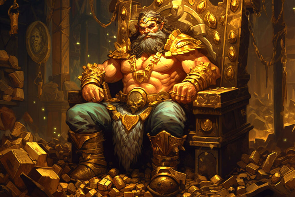 économiser de l'or dans Diablo 4 - illustration d'un barbabre assis sur un trône d'or