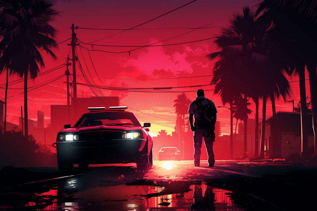 artwork alternatif d'une voiture de police dans gta 6