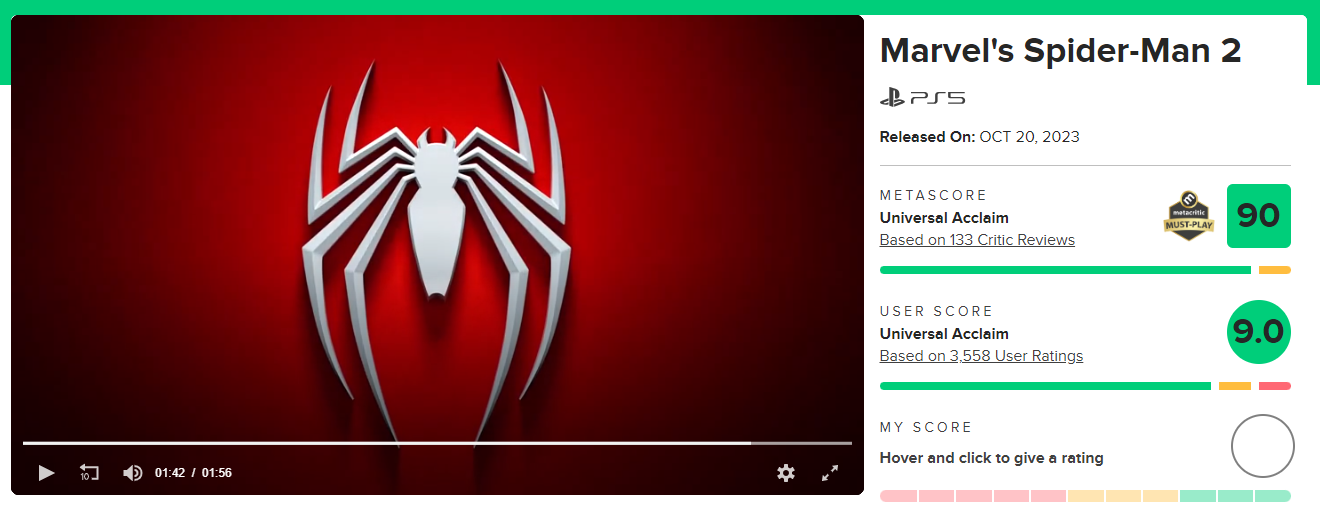 marvel spider-man 2 note metacritic