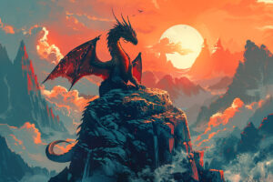Donjons et Dragons : un dragon au sommet d'une montagne