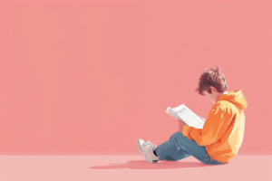 Un enfant lit un journal