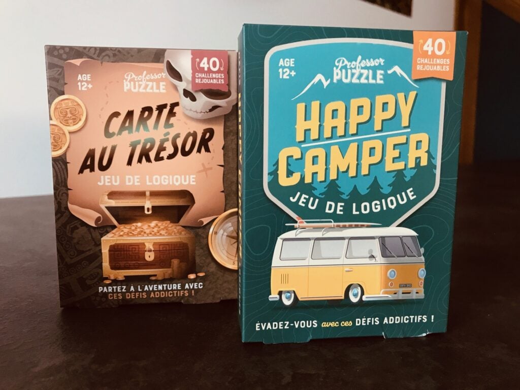 professor puzzle : happy camper et carte au trésor