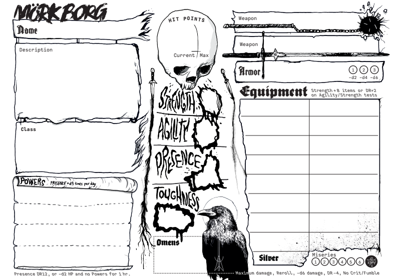 fiche personnage mork borg printer friendly